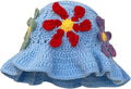 Crochet Bucket Hat for Women Flower Knit Hat Hollow Out Foldable Cap Hats