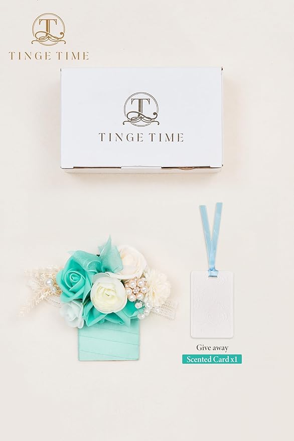 TINGE TIME Boutonniere for Men Wedding,Groom and Best Man Boutonniere for Wedding, Prom, Homecoming, Anniversary, Graduation, Christmas Dinner (1, Teal Blue & Champange)