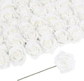 50PCS Foam Roses with Pearls 2.56in White Roses Artificial Flowers Bulk Foam Flowers with Stem for Wedding, Bridal Shower, Cake, Graduation and Home Decor(White)