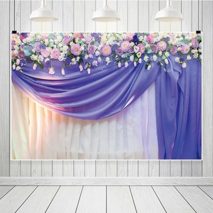 Leowefowa Flower Wedding Backdrop Wedding Pink Roses Floral Curtain Photography Background for Weeding Birthday Baby Shower Party Decorations Backdrop Photobooth 13x6ft Vinyl
