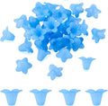 50Pcs Trumpet Flower Beads Frosted Acrylic Flower Bead Caps Blue Charms Bell Floral Pendants Floral Spacer Beads End Caps for Jewelry Making