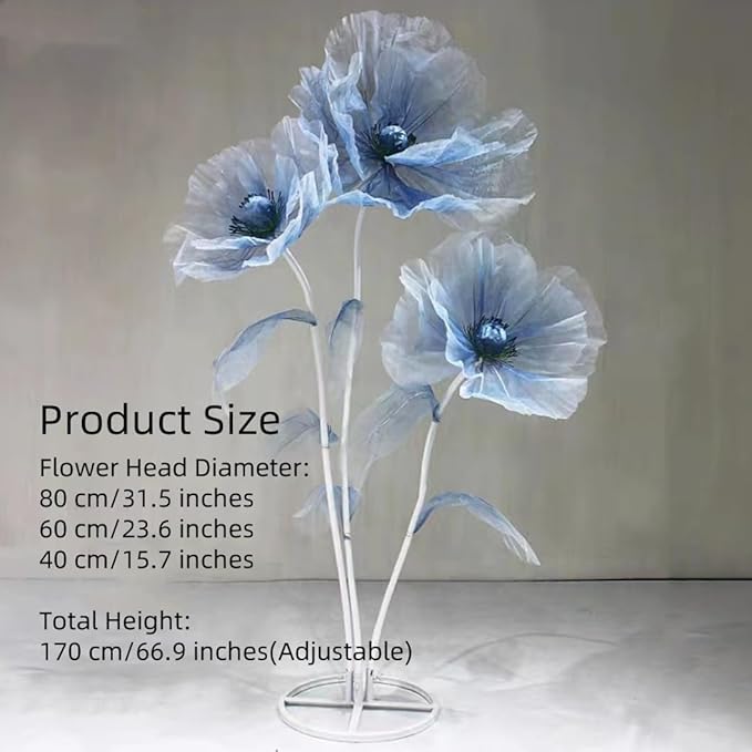 Giant Flowers for Decoration, 5.58 ft Big Artificial Organza Flower for Wedding Reception Birthday Christmas Party Backdrop Decor Photography Props Shop Window Display, Green Pink