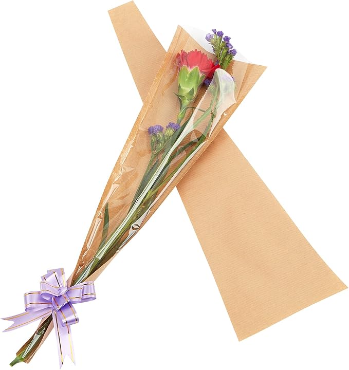 Paper Flower Bags For Bouquets Small Floral Plastic Flower Sleeves For Bouquets Gift Bags 50pcs S-Original