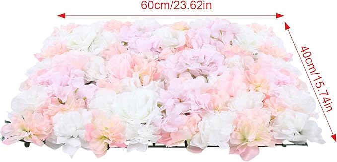 20PCS Artificial Flower Panels, Pink Silk Wedding Flower Panels Banquet Flowers Board, Flower Backdrop Wall for Photo Party Wedding Background Decor