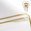 WRAPAHOLIC 20 Sheets Flower Wrapping Paper - 22.4 x 22.4 inch Gold Trim White Water-Resistant Floral Bouquet Wrapping Paper, Florist Supplies Packaging Paper for Wedding Birthday Gift DIY