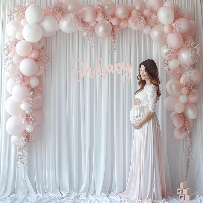 20x10ft Wrinkle Free White Backdrop Curtain for Parties Soft Fabric Drapes Wedding White Curtain Backdrop for Birthday Party Decorations Background for Photography 5x10ft, 4 Panels