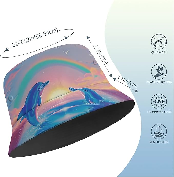 Bucket Hat for Women Men Unisex Sun Cap Packable Outdoor Fisherman Hat Headwear,Reversible Double-Side-Wear