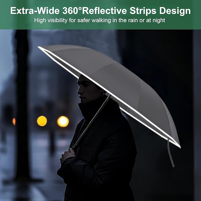 4-in-1 Inverted Travel Umbrella Compact, Automatic Large Umbrellas for Rain & Sun, Portable Windproof Umbrella for Backpack, Reverse Folding Umbrella for UV with Reflective Strips,Lightweight