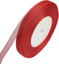 Chenkou Craft Solid Organza Ribbon 1/2" 1 Roll 50 Yards Christmas Red Craft Bow Party Decoration Packing Ribbons (Red, 1/2"(12mm))