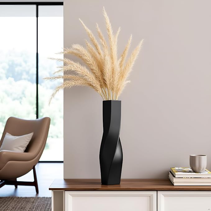 Tall Vase On Floor, 16.34" Twisted Geometric Flower Vase for Home, Living Room, Flower Centerpieces, Shelf, Table, Decor, Creative Unique Decorative Vases