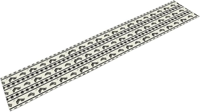Rooster Table Runner,Farmhouse Animal Vintage Chicken Black White Plaid Check Tablecloth Burlap for Hotel Indoors Outdoor Dining Room Kitchen Home Decor,W13X L90 in