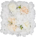 12Pcs Artificial Flower Wall Panel 3D Floral Backdrop Walls15 X 15" Flower Wall Decor Panel Flower Backdrop for Party Home Background Decor, White & Champagne