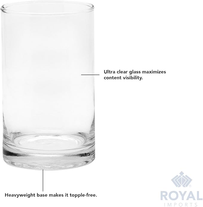 Royal Imports Flower Glass Vase Decorative Centerpiece for Home or Wedding - Cylinder Shape (4" Wide x 4" Tall, Clear)