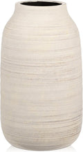 Briful 9.6in Large Rustic Shabby White Ceramic Vase,Vintage Farmhouse Flowers Vase,Shabby Terra Cotta Vase, Antique Pottery Decorative Pampas Vase for Home Office Table Shelf Mantel Porch Decorations