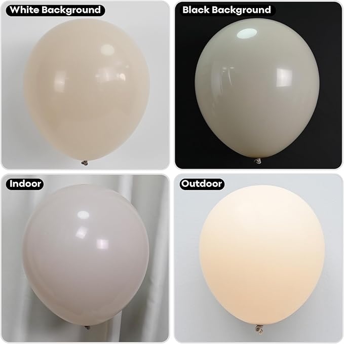 Sand White Balloons Different Size, 123 Packs Beige Balloons Arch Kit, Pack of 18 12 10 5 Inch Ivory Cream Balloons Garland for Boho Birthday Party Wedding Anniversary Baby Shower Decoration
