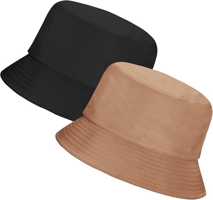 Rosoz 1 & 2 Pack Bucket Hat for Women Men Summer Travel Beach Sun Hat Outdoor Cap Unisex Bucket Hats