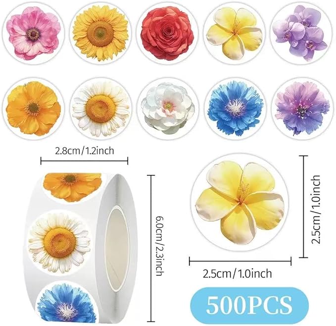 1000 Pcs Flower Stickers for Kids Classroom Boys Girls School Students. 2 Roll 1 Inch Leaf Plant Stickers Bulk .Floral Scrapbook Nature Sticker Packs for Water Bottles Phone Case Laptop