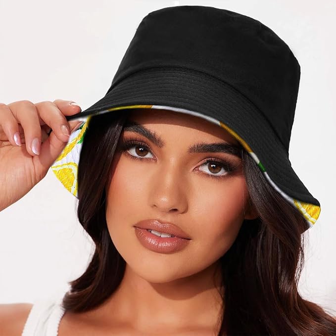 Malaxlx Unisex Bucket Hat Beach Sun Hat Aesthetic Fishing Hat for Men Women Teens, Reversible Double-Side-Wear