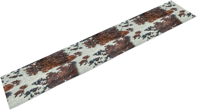 Cow Print Table Runner, Brown Cowhide Print Western Style Table Runner Country Farmhouse Cottage Cow Patten Table Decoration for Home Kitchen Dining, 13x70 in