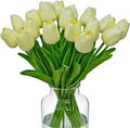 20pcs Fake Tulips Artificial Flowers Faux Flowers PU Faux tulips 13.5 Inch Mother's Day Easter Valentine’S Day Gifts in Home Kitchen Spring Decorations For Home (Cream)