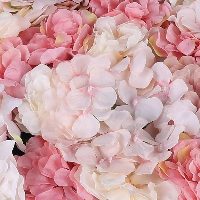6 Pcs Artificial Flower Wall Panels 60x40cm 3D Flower Background for Wall, Wedding Flower Decorations Wall Silk Rose Panels for Photo Areas, Stage Background(Dahlia + Rose + Hydrangea)
