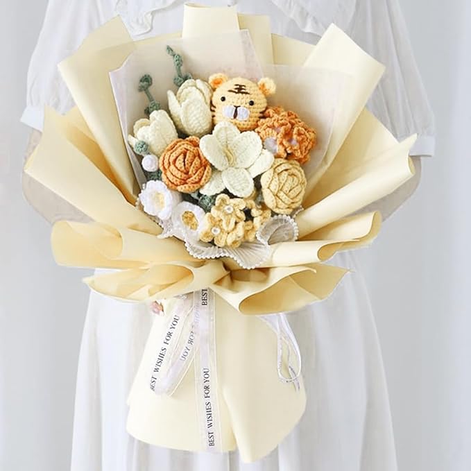 WRAPAHOLIC 20 Sheets Flower Wrapping Paper - 22.4 x 22.4 inch Pure Cream Yellow Color Water-Resistant Floral Bouquet Wrapping Paper, Florist Supplies Packaging for Fall Wedding Birthday Gift DIY