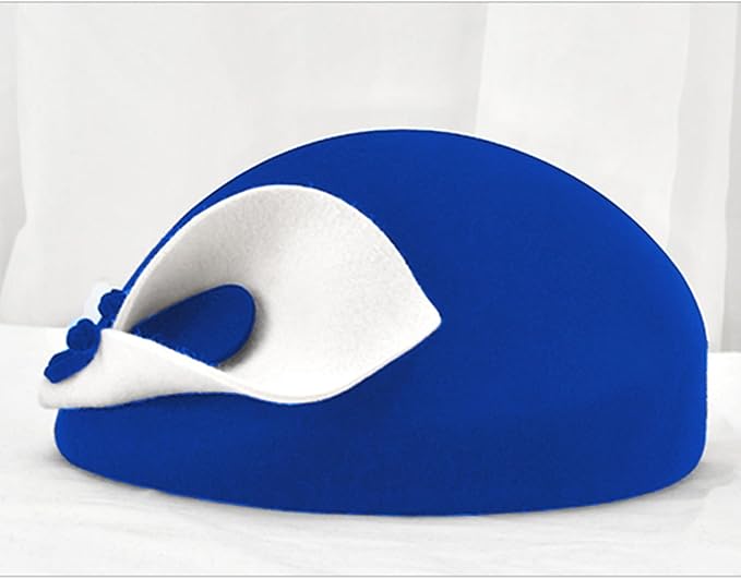 ORIDOOR Women Vintage 100% Wool Felt Flowers Bucket Cloche Bowler Hat Church Wedding Beret Hat