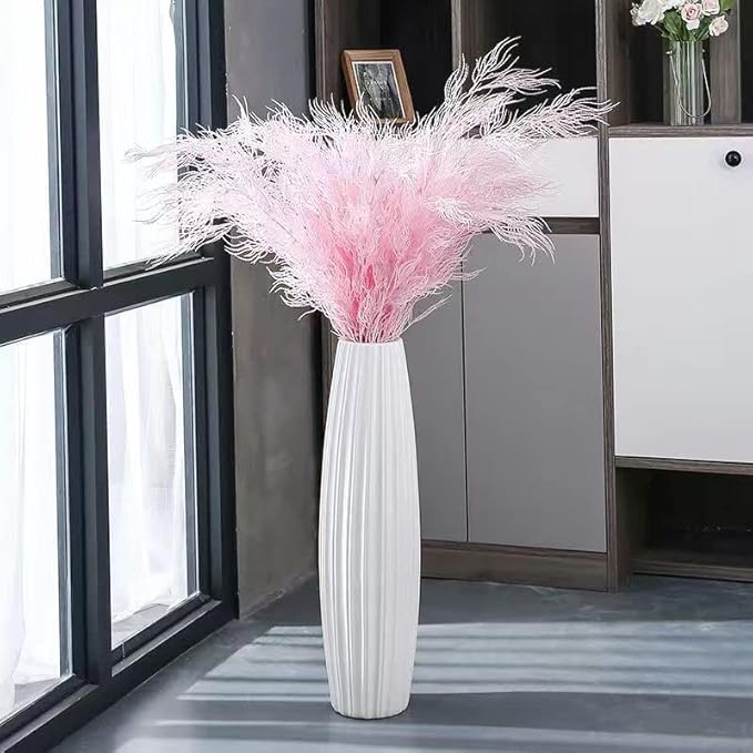 Large Floor Ceramic Tall Vase 28 Inches,White Modern Flower Tall Vases for Office, Home,Farmhouse,Living Room Décor,Simple Origami Design Fall Decorative Porcelain Flower Arrangement Vase Ideal Gift