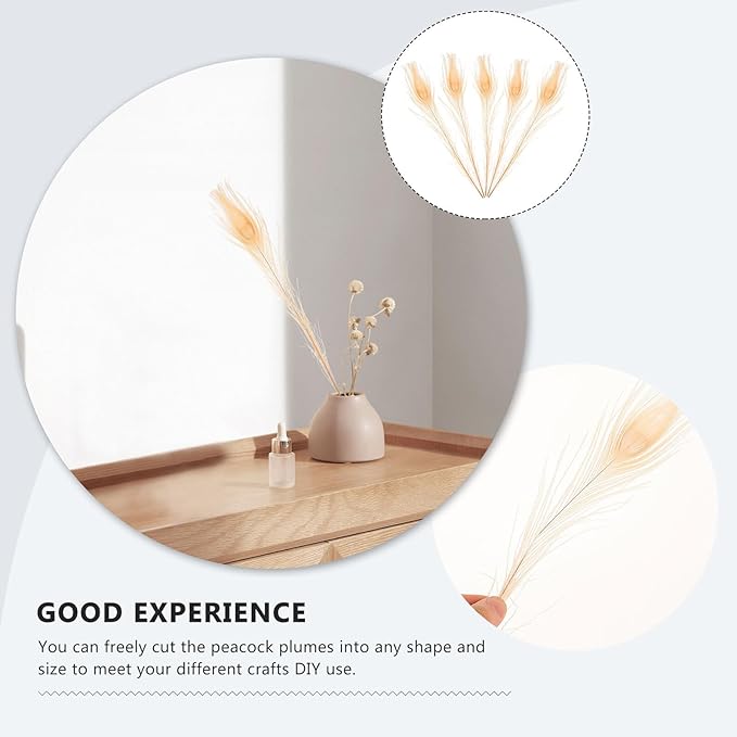 Artibetter 5Pcs Natural White Iridescent Plumes for DIY Crafts Wedding Party Decor Sterilized Plumage Accessories for Home Decoration Costume Floral Arrangements and Hair Accessories