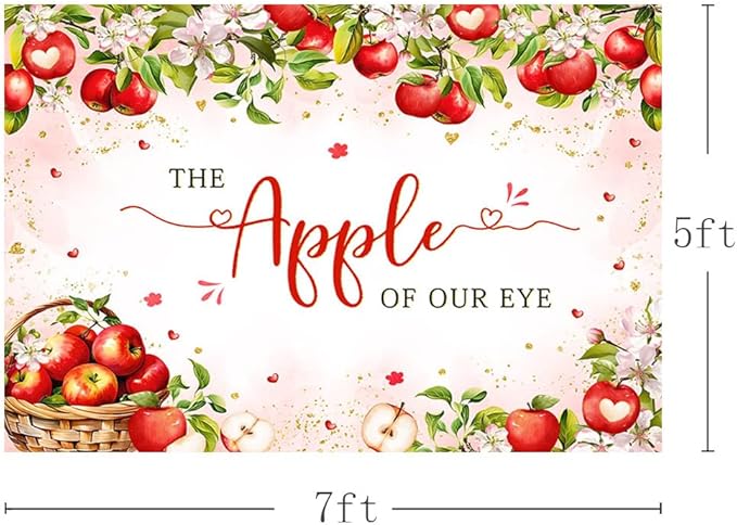 MEHOFOND Fall Apple Baby Shower Photography Backdrop - Apple of Our Eye - Baby Shower Decorations - Autumn Floral Princess - 7x5ft