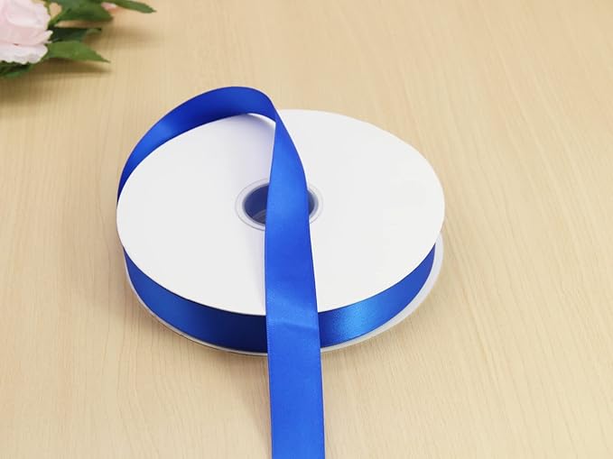 100 Yards Double Faced Satin Ribbon - Assorted Gift Wrapping & DIY Crafts Bow, Hair Headband Accessories (1" 25mm, Royal Blue)