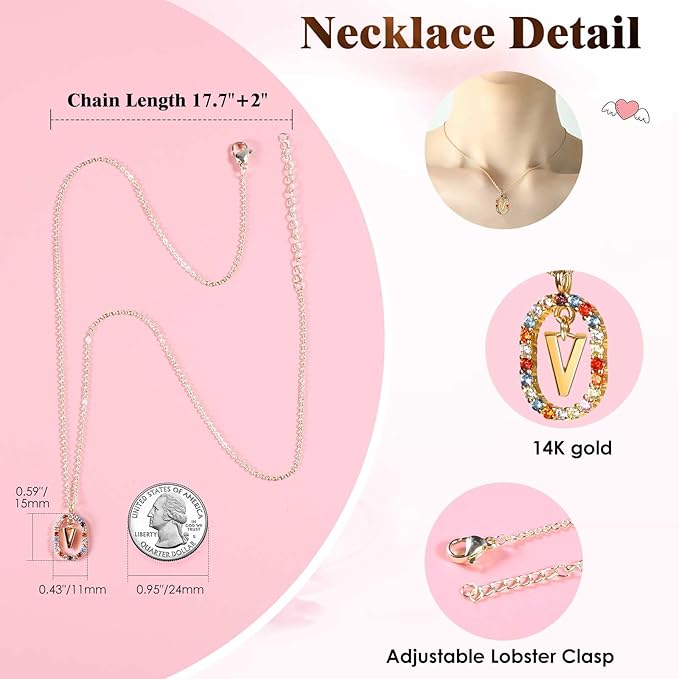 Birthday Gifts for Mom from Daughter, Son, Preserved Real Roses with Initial Necklace V, Meaningful Anniversary Present for Girlfriend Wife Women