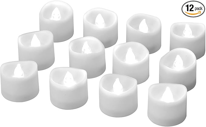 eLander LED Tea Lights Flameless Candle with Timer, 6 Hours on and 18 Hours Off, 1.4 x 1.3 Inch, Cool White, [12 Pack]