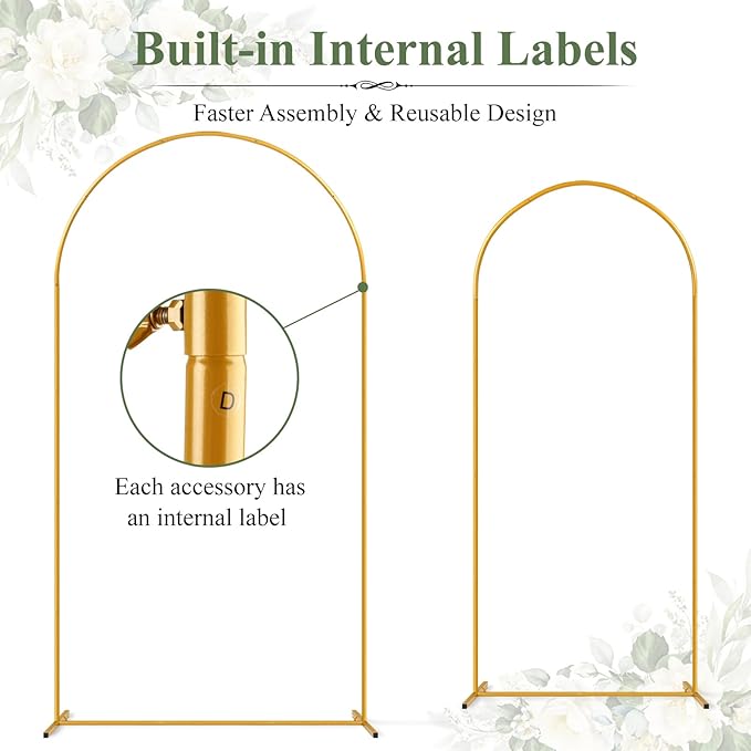 Tamodan 2 Pack Metal Wedding Arch (7.2ft+6ft) - Photo Booth Arch | Decoratable Backdrop Stand for Weddings, Gender Reveal, Baby Showers & More - Tool-Free Assembly