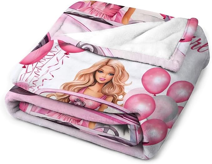 Birthday Blanket Birthday Gifts for Girls Women Pink Throw Blanket for Kids Adults Soft Warm Cozy Fleece Blanket for Couch Sofa Bed 40"x50"