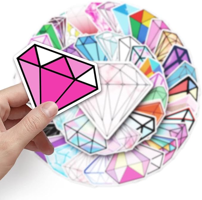 Diamonds Stickers for Teens Boy Girls Kids|50 Pcs|Cartoon Vinyl Waterproof Stickers for Laptop Computer Phone Luggage Flasks Water Bottle Bike Car Notebook Tablet,Decorative Decals Pack(Diamonds)