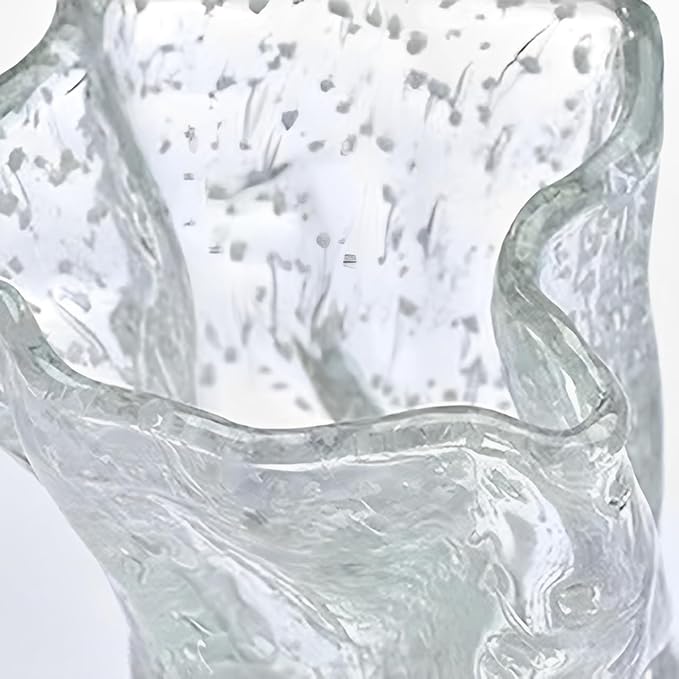Handmade Luminous Glass Flower Vases,Irregular Shaped Flower Vase,Glass Cylinder Bud Vases,Transparent,7.3 Inches,1 Piece