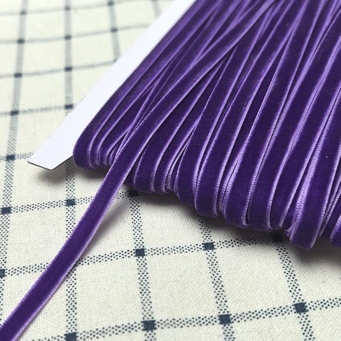 Chenkou Craft Violet 25 Yards 1/4" Velvet Ribbon Lots Bulk (Violet, 1/4"(6mm))