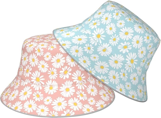 Bucket Hat Beach Summer Sun Hat Reversible Fisherman Hats Double Sided Wearing for Women Men Boys Girls
