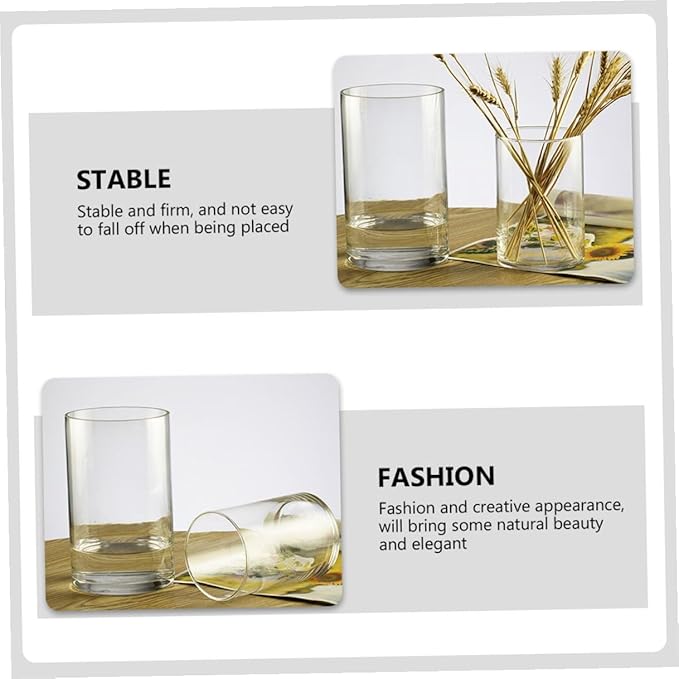 Transparent Cylinder Glass Vase Smooth Touch Floral Arrangement Container for Home Wedding Centerpiece Elegant Modern Flower Holder