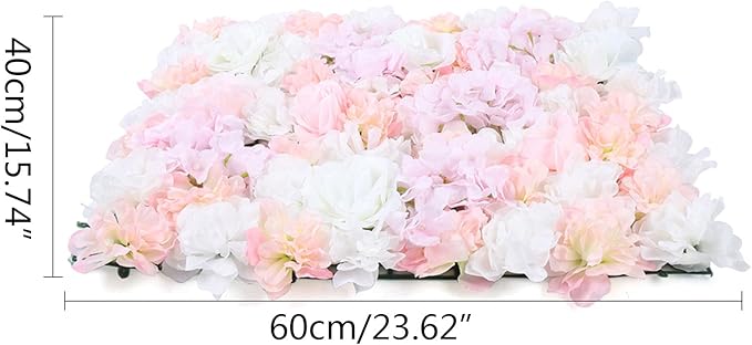 16"x 24" Artificial Flower Wall Panels,Flower Wall Mat Silk Flower Panels for Outdoor Garden Backyard Fence Fence Privacy Screen and Indoor Wall Decor(8Pcs Light Pink)