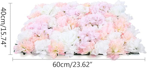 16"x 24" Artificial Flower Wall Panels,Flower Wall Mat Silk Flower Panels for Outdoor Garden Backyard Fence Fence Privacy Screen and Indoor Wall Decor(8Pcs Light Pink)