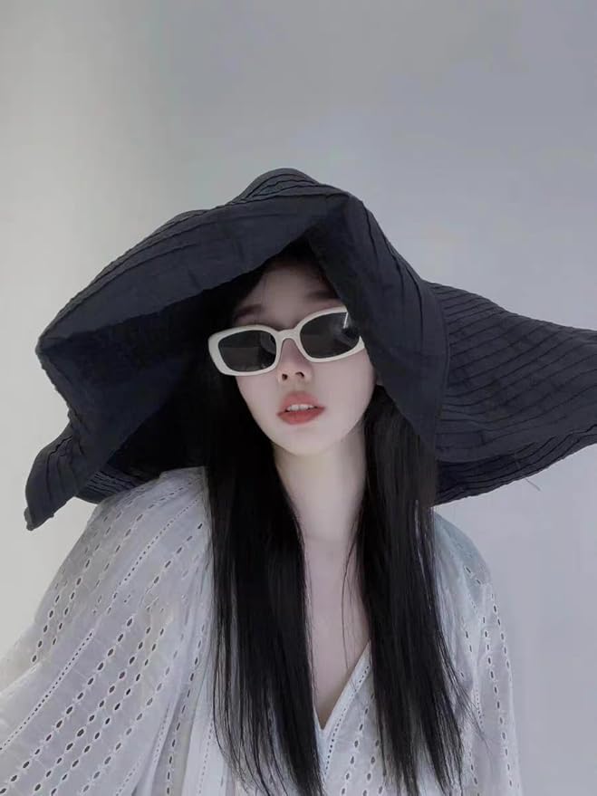 Oversized Sun Hats for Women Extra Large Wide Brim Beach Hat Foldable Roll up Floppy