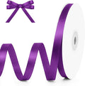 KMER LIFE 3/8" Wide x 50 Yards Purple Single Faced Polyester Satin Ribbon, Purple Satin Ribbon Perfect for Wedding Decor, Wreath, Crafts, Gift Wrapping & Other Projects (Purple)