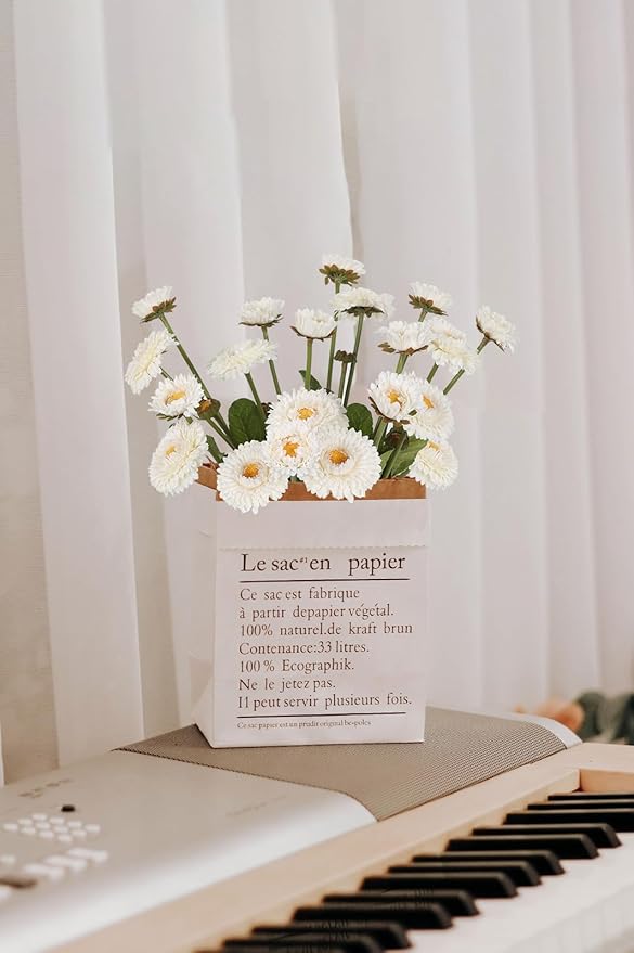 White Artificial Daisy Flowers 8pcs Faux Calendulas Flowers Silk Chrysanthemums with Stems for Floral Arrangements Home Wedding Dining Table Party Decoration(White)