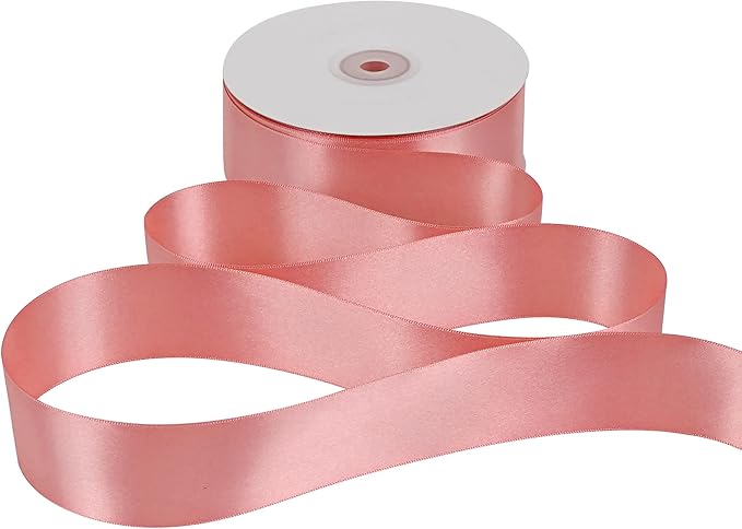 MEEDEE Blush Satin Ribbon 1-1/2 Inch Blush Pink Ribbon Lux Double Faced Satin Ribbons by 50 Yards Polyester Satin Ribbons for Crafts, Weddings, Flower Bouquet, Holiday Decorating