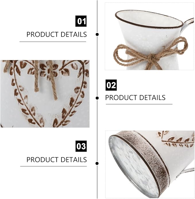 BESTonZON Vintage Iron Flower Vase Pot Handle Rustic Home Decor Centerpiece for Weddings Parties and for Bouquets Floral Arrangements and Table Decoration