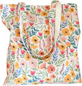 Cotton Canvas Tote Bag Reusable Soft Grocery Cloth Bag Floral Shoulder Bag for Beach Travel Shopping