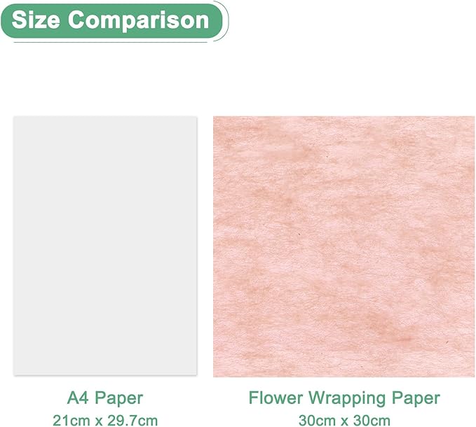 M METERXITY 38-Sheet Korean Cotton Wrapping Flower Paper, 11.8 Inch Waterproof Floral Wrapping Cotton Paper for Bouquets/Gift Packaging [Orange Pink]