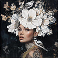 YPGEAME Vintage Wall Art, 3D Oil Texture Paintings Wall Decor, Floral Woman Wall Art, Room Aesthetics Decorative Modern Floral Art Women for Living Room, Bedroom, Office, 40x40 in
